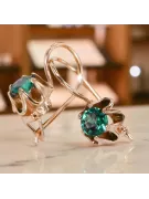 14 كارت من الذهب الأحمر الوردي 14k 583 Emerald أقراط vec013 روسي سوفيتي الاتحاد السوفيتي حرف يدوية فينتاج آرت ديكو style